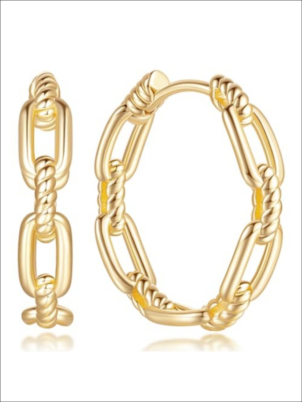 14K Gold Plated Hoop Earrings Hypoallergenic Snap Back
